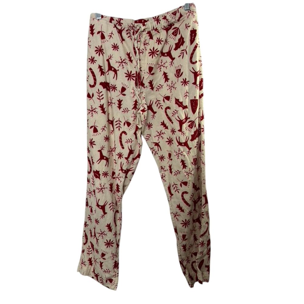 Hanna Andersson Red & Ivory Holiday Christmas Flannel Pajama Lounge Pants XS